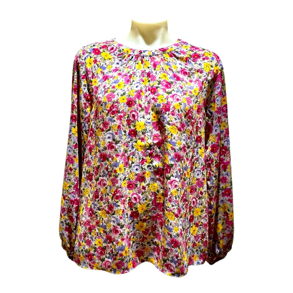 LOFT Outlet Floral Long Sleeve Button Front Blouse Size Medium